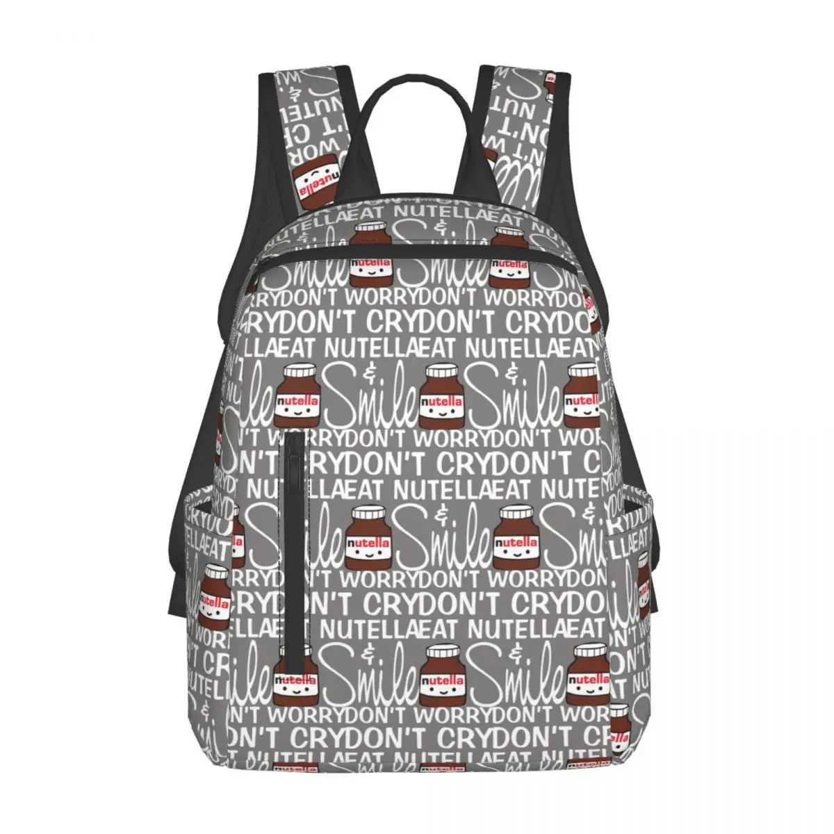 Don't Worry Don't Cry Eat Nutella And Smile Backpack Daypack Large Capacity  BookBag School Bag Shoulder Bags for Men Women