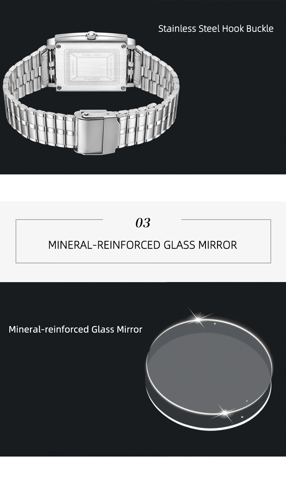 CHENXI 106 New 1pc Fashion Couple Exquisite Rectangle Watch Quartz Top Brand Stainless Steel Male and Female Couple Watch Gift