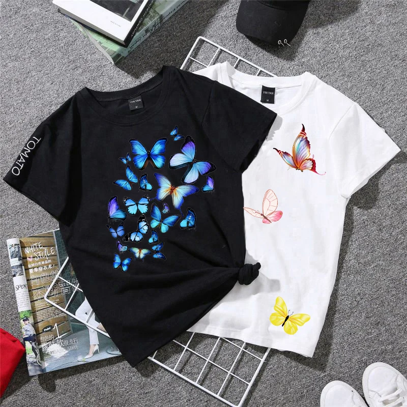 Beautiful Butterfly Thermal Sticker On T-shirt DIY Washable Iron On Hoodies Funny Design On Clothes Patches Appliqued Decoration