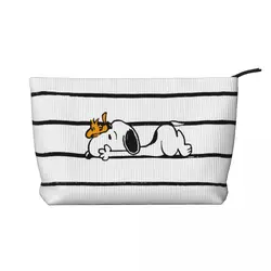 Custom Travel Cute Cartoon Snoopy Toiletry Bag Corduroy Cosmetic Makeup Organizer Women Beauty Storage Dopp Kit Box