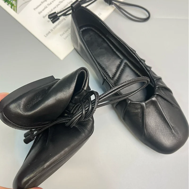 

Withered 2026 Spring French Elegant Flat Shoes Women Fashion Ladies Genuine Leather Straps Commuting And Leisure Loafers Women