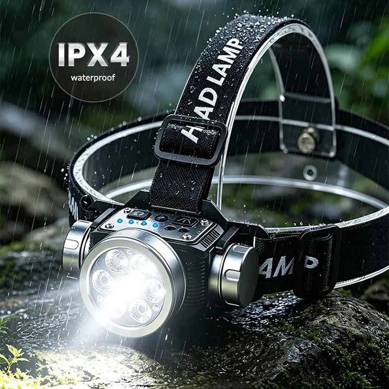 7 Led Aluminum Alloy Headlamp USB Rechageable Motion Sensor Headlight Portable Fishing Camping Outdoor Head Lamp Work Flashlight