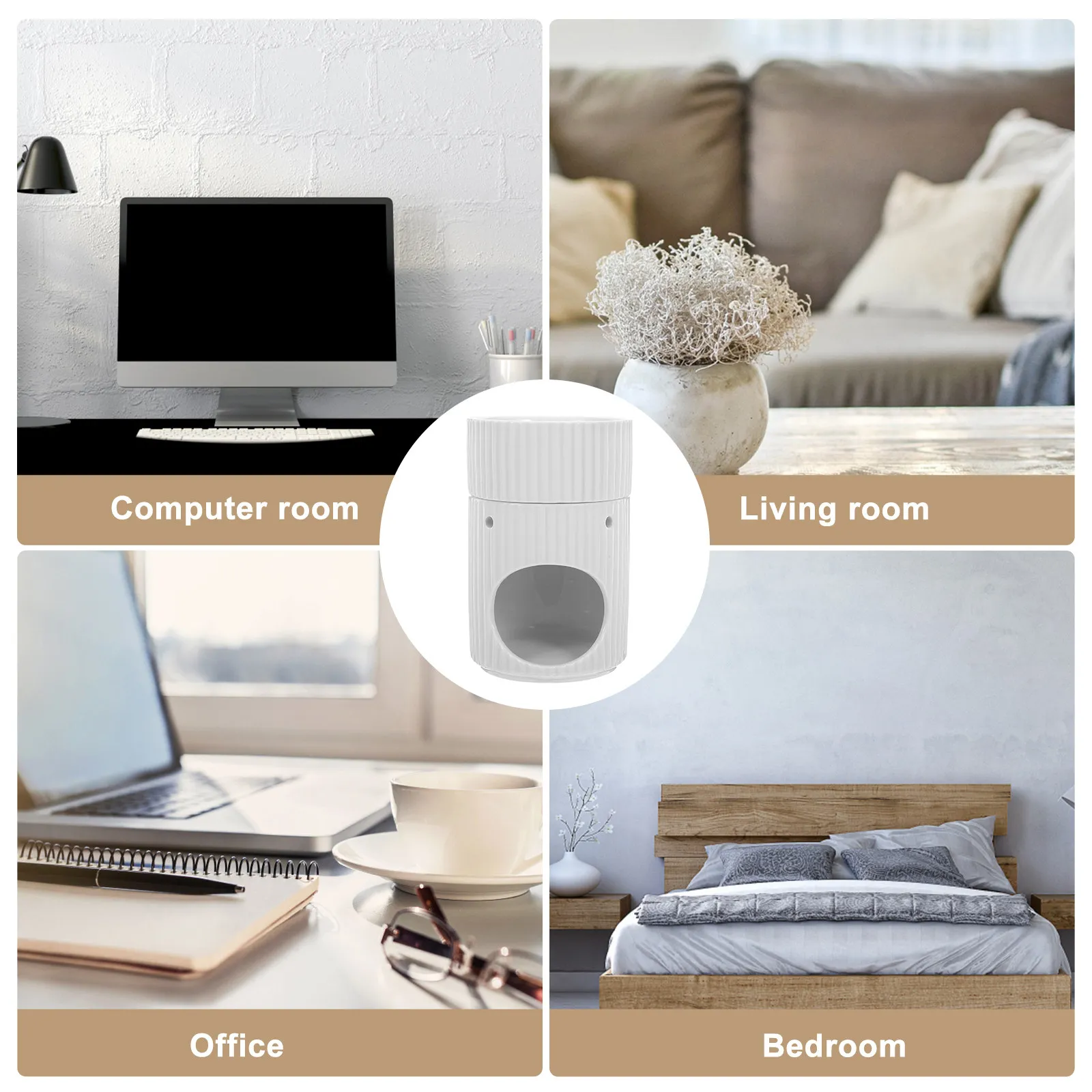 150Ml Ceramic Wax Melt Burner Essential Oil Diffuser Aromatherapy Scent Warmer Tealight Holder for Home Office Bedroom Yoga