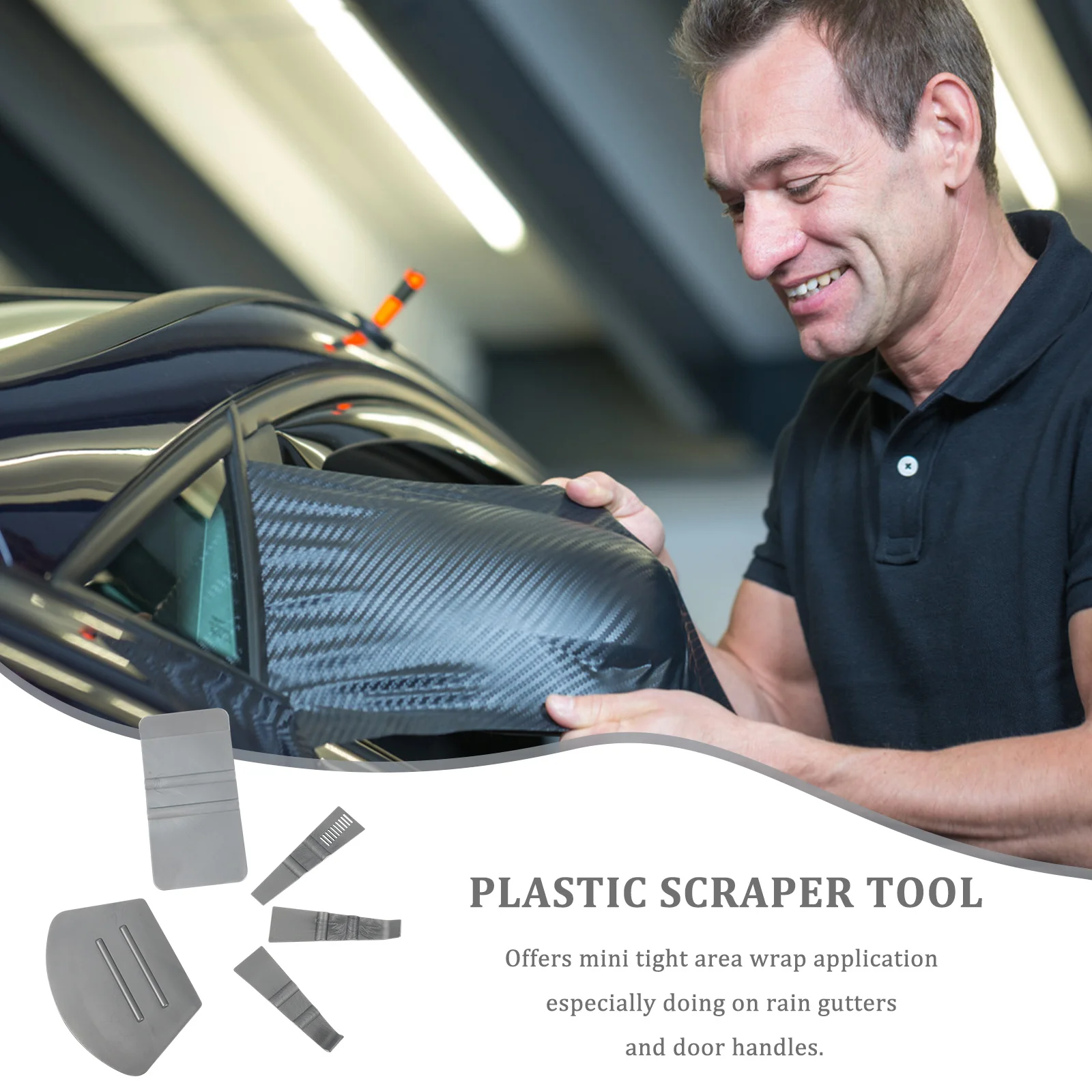 

5Pcs Car Vinyl Squeegees Wraps Tint Squeegee Film Scraper Plastic Tool Mini Size Tight Area Application Rain Gutters Door