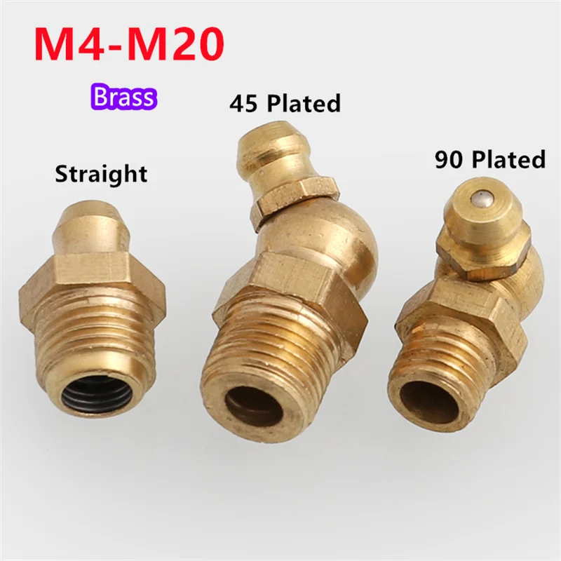 Grease Nipple Brass Nipple 45 Plated/90 Plated/Linear M4 M5 M6 M8 M10 M12 M14 M16 M20