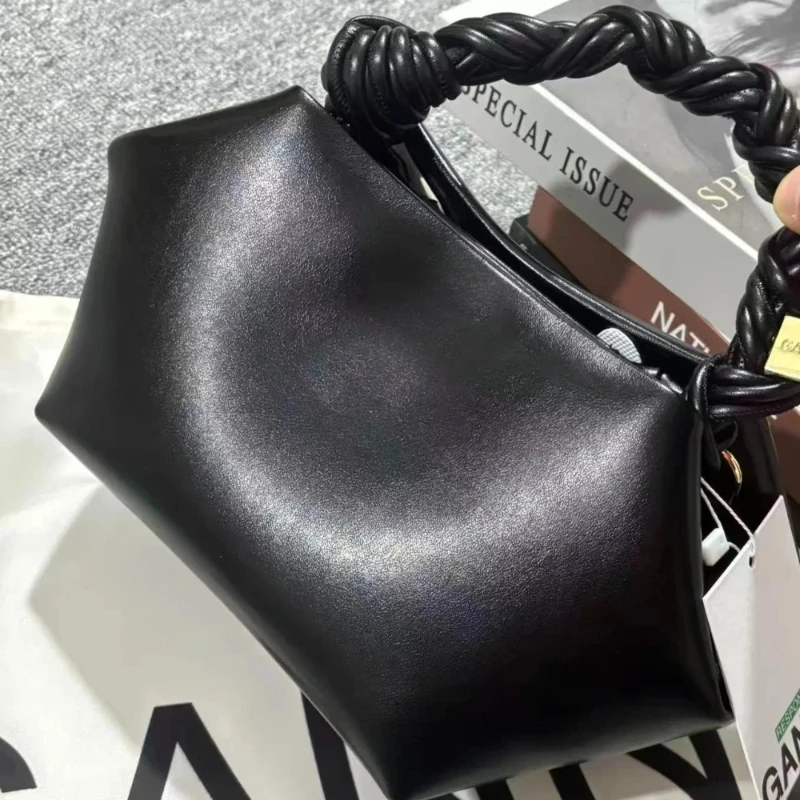 Sac à bandoulière hexagonal tressé en cuir pour femme, style Paris, avec logo, sensation premium, sac à main tendance