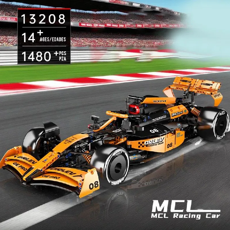 1480PCS MouldKing 13208 Technische MCL Racing Car Building Blocks Formula Sports Car Model Assemble Toys for Adult Gift