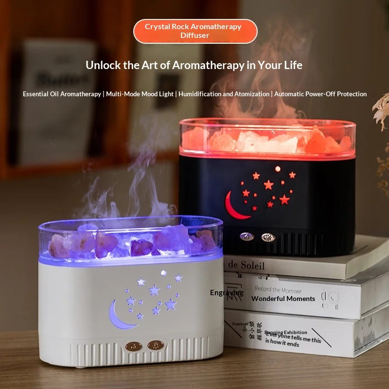 200ML New Creative Crystal Salt Aromatherapy Machine 7 Color Night Light Quiet Humidifier Home Auto Spray