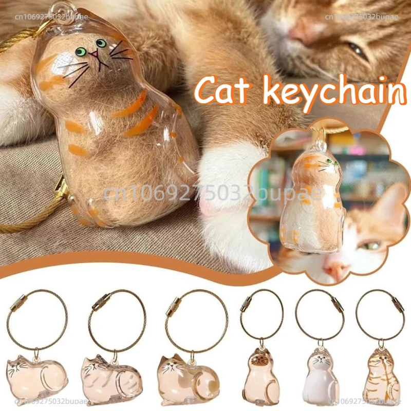 Porte-clés avec fourrure d'animal pour sacs, anneaux de porte-clés, capsule souvenir en résine pour poils d'animal, pendentif portable, pendentif pont arc-en-ciel pour poils