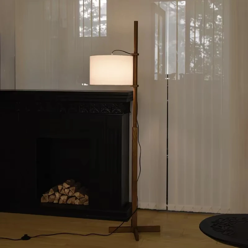 Walnut Floor Lamp Retro Living Room Bedroom Study Adjustable Solid Wood Lamp Room Decoration Bedside Lamp Desk Lamp LED Light