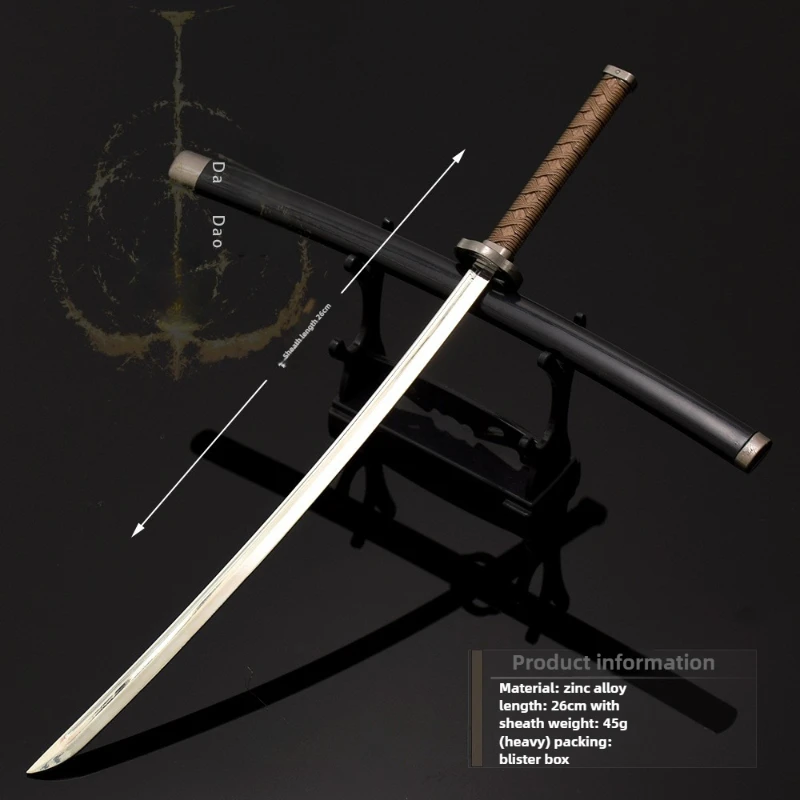 26 cm/10,24 pollici Eldenn Gioco Periferico Katana Spade Modelli di armi in metallo Coltello da combattimento Puntelli Cosplay Artigianato Ornamenti Ragazzo Giocattolo Regalo