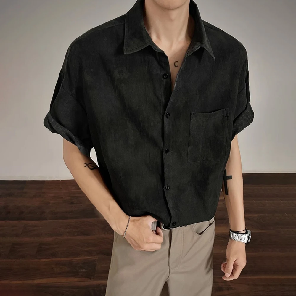 

Summer New Men's Tie-Dye Short-Sleeved Shirt Chinese Retro Fashion Trend Casual Simple Loose Breathable Niche Men's Tops