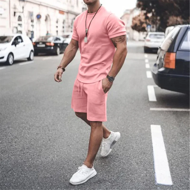 2024 Summertime Men's Solid Suit Short Sleeve Shorts Men's Casual Movement Fashion Big Yards Suit 12 Colors S-4XL Garnitur męski