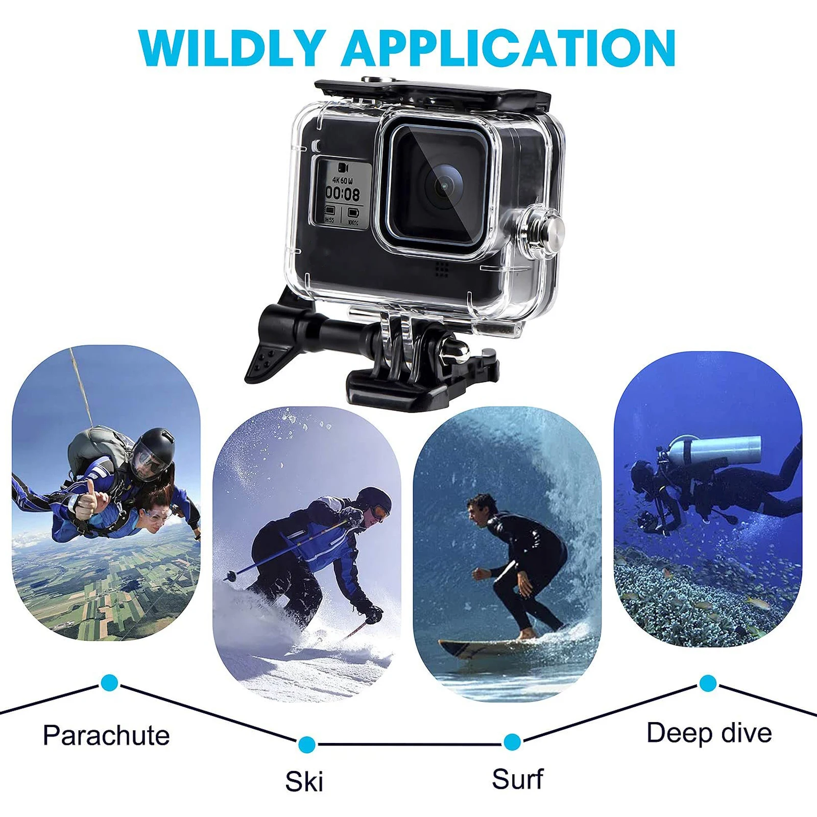 Cubierta protectora subacuática impermeable de 60M para GoPro Hero 8