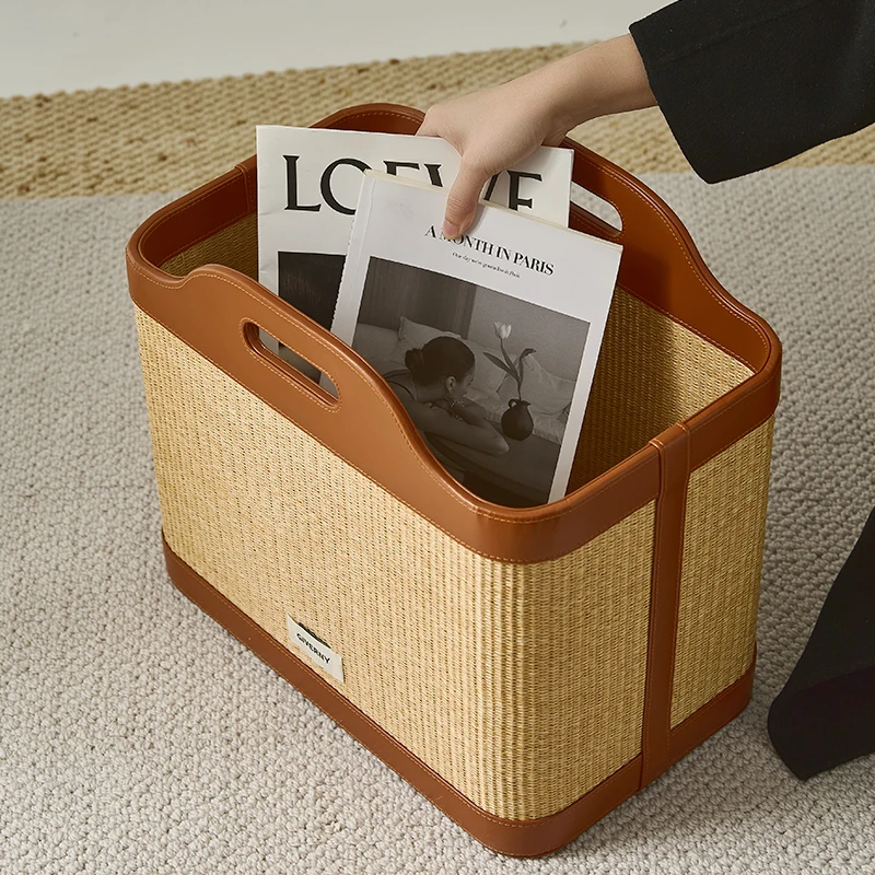 

Mid-century Rattan Storage Basket Vintage Laundry Hamper with Breathable Weave Organizer Eco-friendly Woven Dirty Clothes Bin