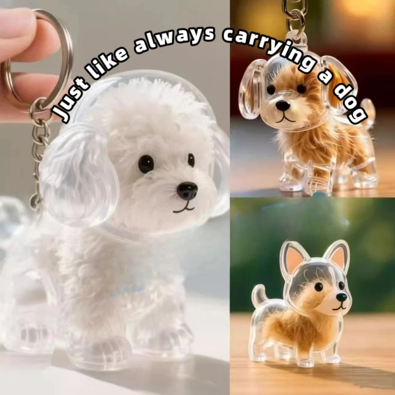 Dog Hair Storage Cute Pendant Keychain Bag Pendant Couple Car Key Chains Jewelry Souvenir Collection Gift Decoration Accessories