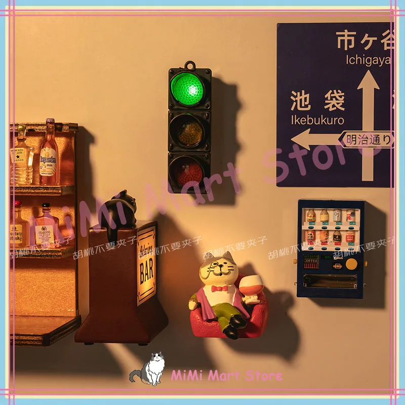 Kreativer japanischer Bar-Kühlschrankmagnet, Miniatur-Weinflasche, niedliche Katze, Person, magnetische Anziehungsschild, Licht, Heimdekoration, Zubehör