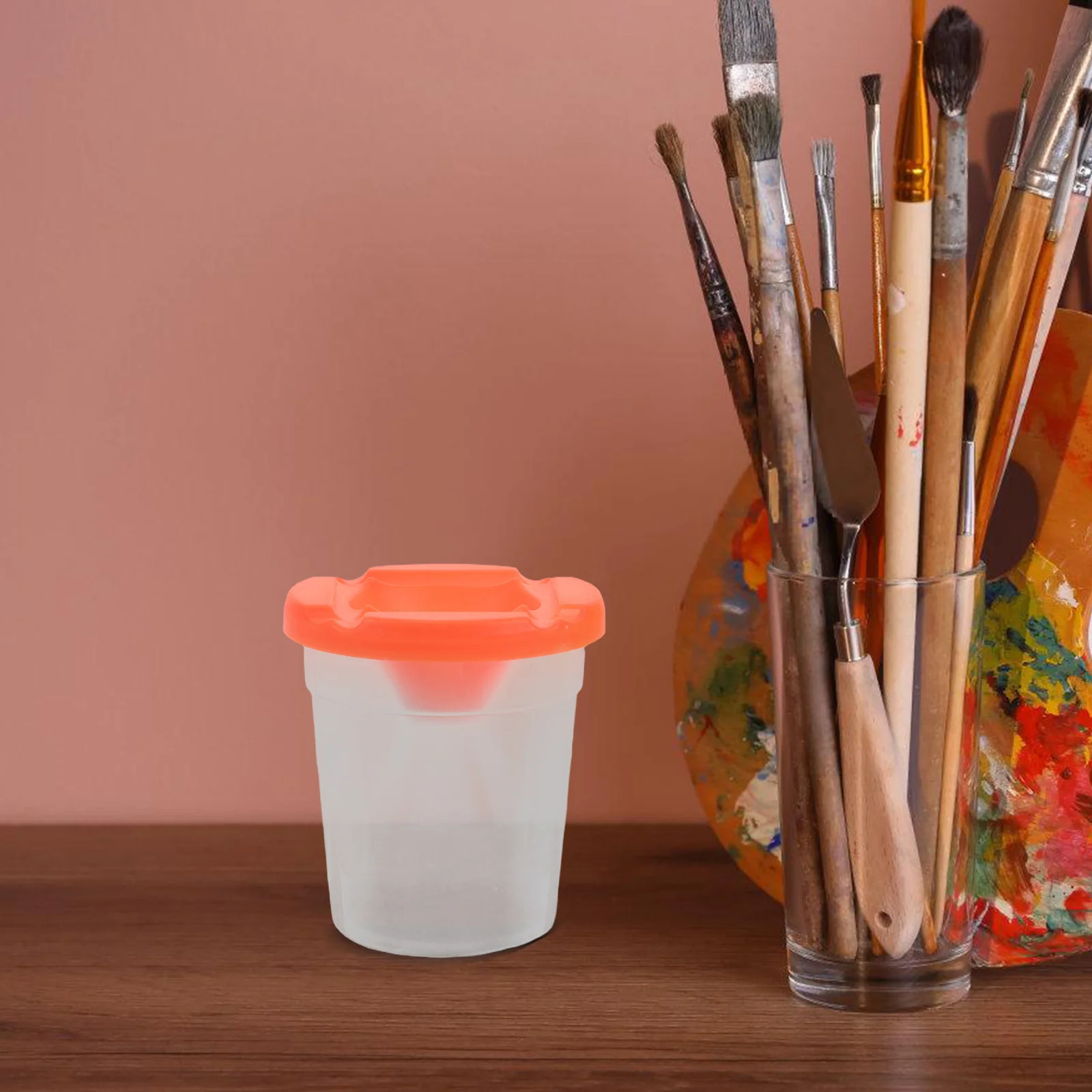 

15Pcs Transparent No Spill Paint Cups Reusable Spill Proof Plastic Paint Containers for Art Classroom Supplies