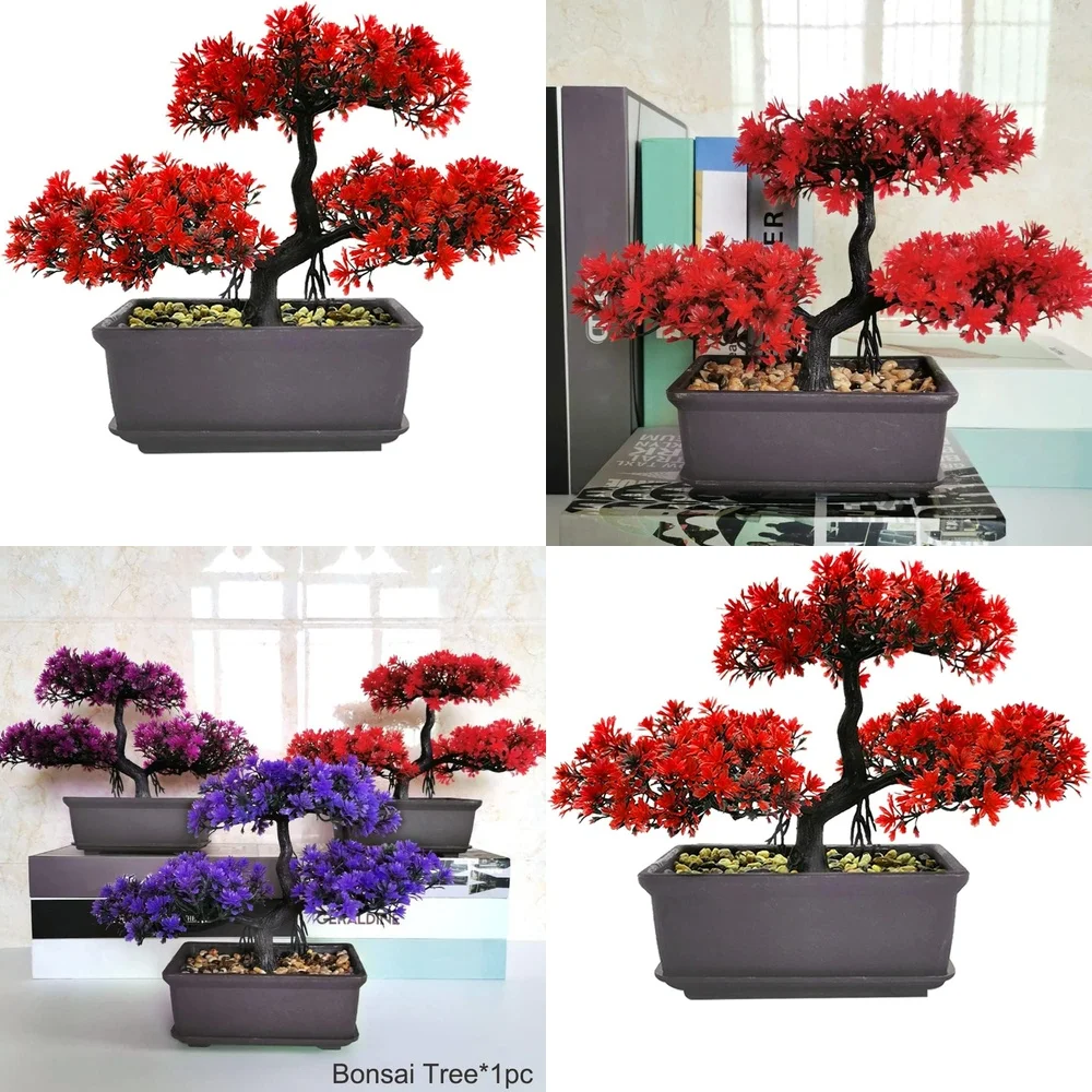 

Mini Artificial Bonsai Tree Faux Plants for Indoor Home Office Desk Zen Garden Decor Small Plant Decoration Gift for Women Men