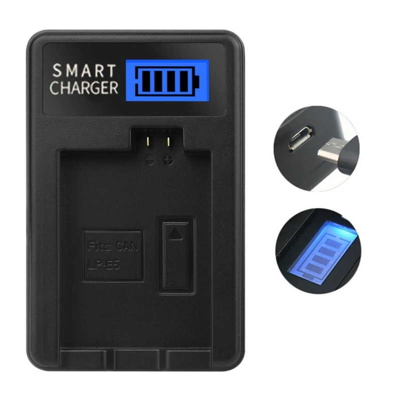 شاحن USB محمول LP-E5 LCD لكاميرا XS، والكاميرا الرقمية
