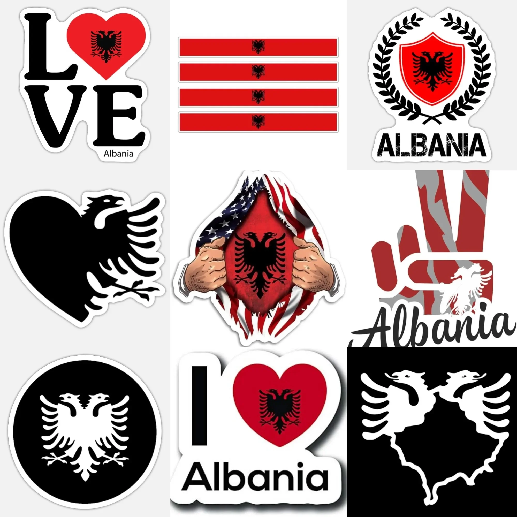 

AL Albania Flag Emblem Eagle Creative Sticker for Decorate Car Bicycle Van Truck Motorcycle Wall Window Fridge Decal Accessories
