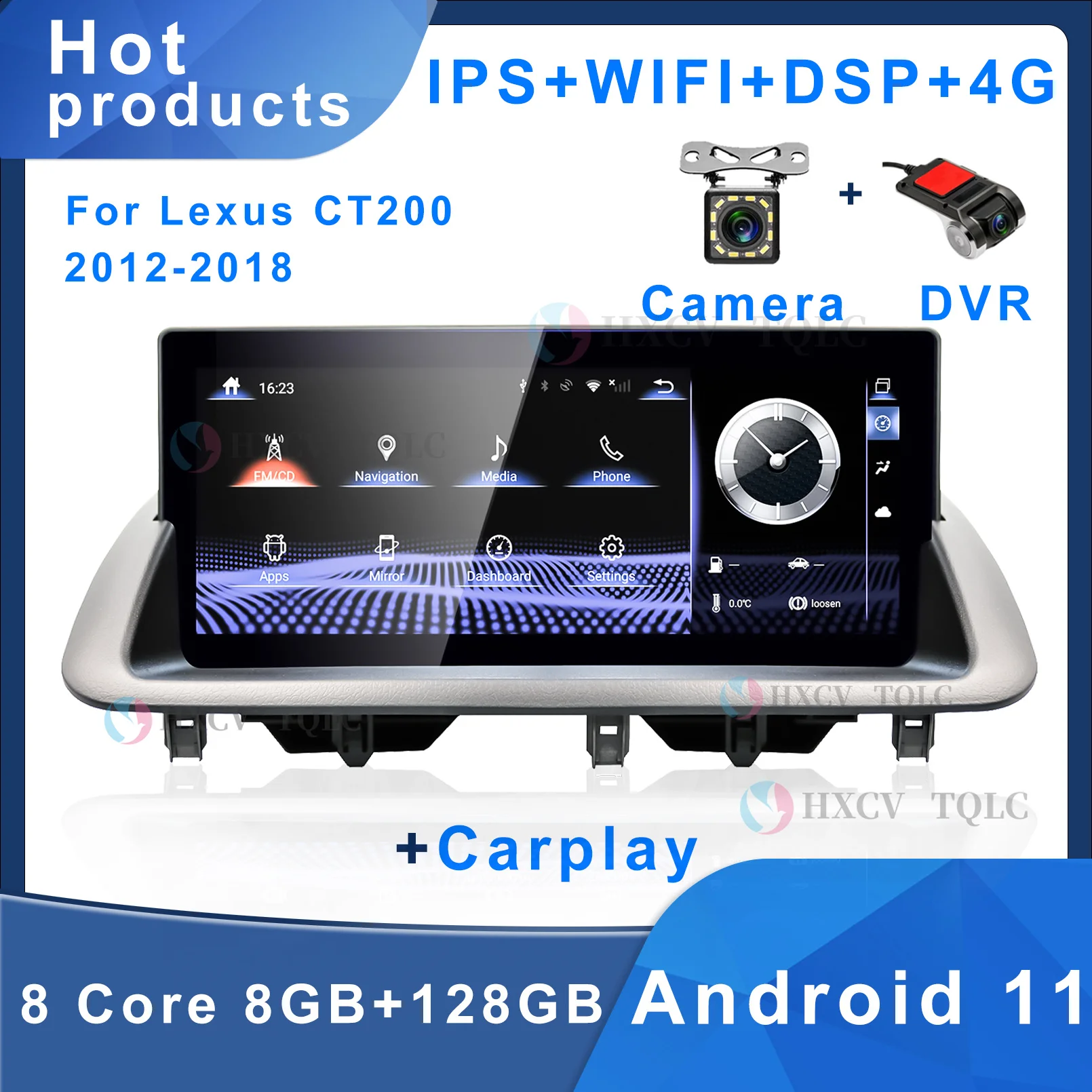 

Autoradio intelligent Android pour Lexus CT200 2012-2018 navigateur gps Audio de voiture pour autoradio 4G avec bluetooth DAB + Carplay