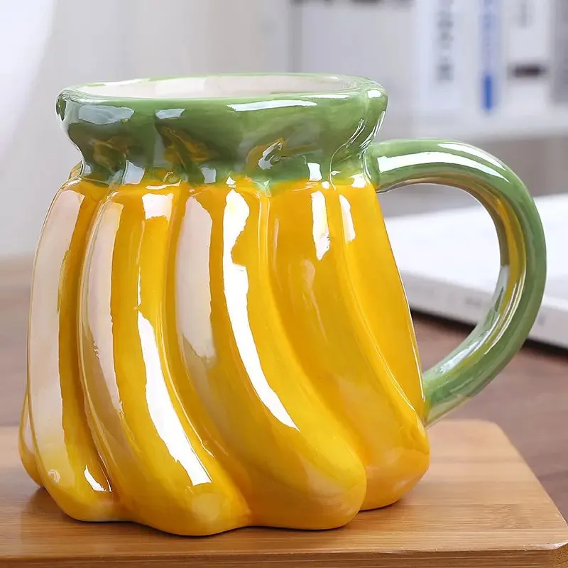 

Creative Ceramic Strawberry Pumpkin Pineapple Coffee Cup Kids Fruit Mug Home Office Breakfast Milk Drink Mug Birthday Gift New