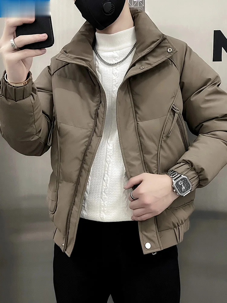 

Trendy Thiened Cotton Jaet Men's Winter High-End Loose Casual Warm down Cotton Coat Youthful Polyester Fiber Zipper Closure