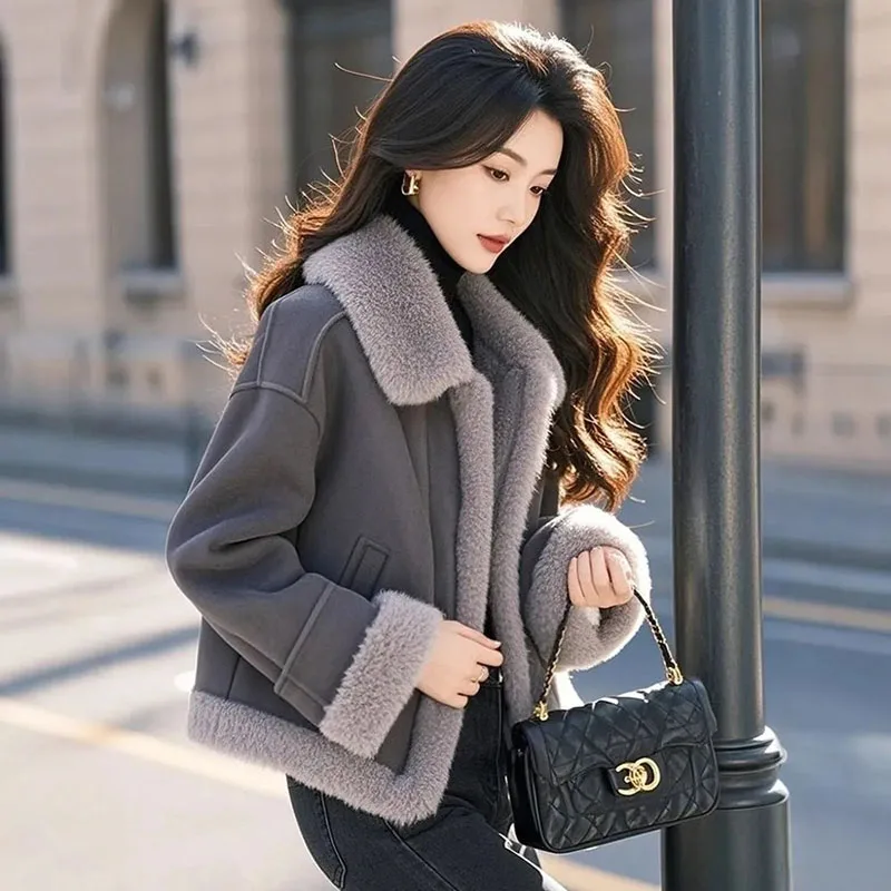 Frauen Pelzmantel 2026 Neue Einzigartige Koreanische Grau Dicke Warme Pelz einteiliges Mantel Für Weibliche Winter Jacke Mode damen Oberbekleidung