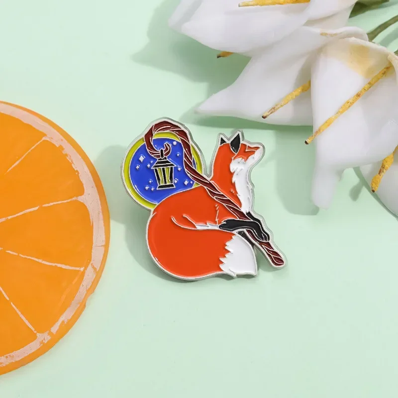 Cartoon magic staff fox designing Enamel Pins Brooches Clothing Backpack Lapel Badges Jewelry Accessories For unisex gift