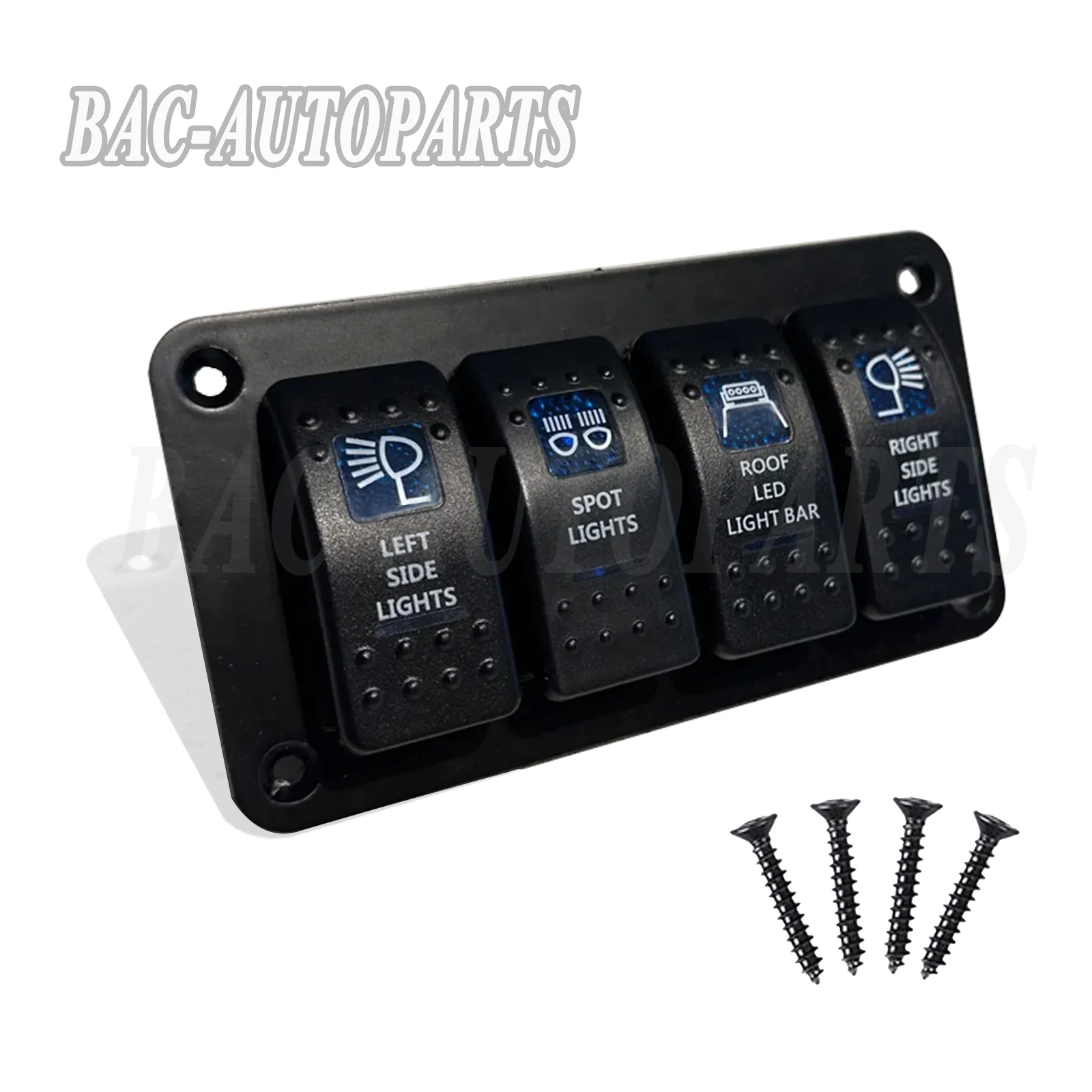 

4Gang Spot Lights Rocker Switch Panel Button 12V Blue Led Light Bar Toggle Switch 5Pins ON OFF with Wire for Car Marine Boat