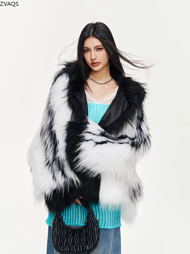 ZVAQS Natural White Raccoon Fur Coat Women Winter Luxury Clothes Short Fur Jacket High Quality Outerwears Fourrures Femmes 2024