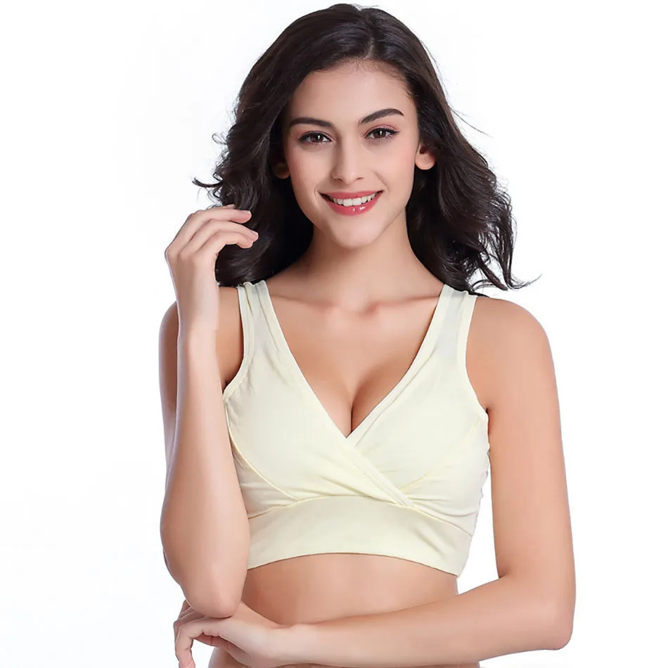 Pregnant Women Tank Tops Maternity Wide Shoulder Strap Comfort Bralette Without Underwire Cross Over Breastfeeding Bra Women Bra