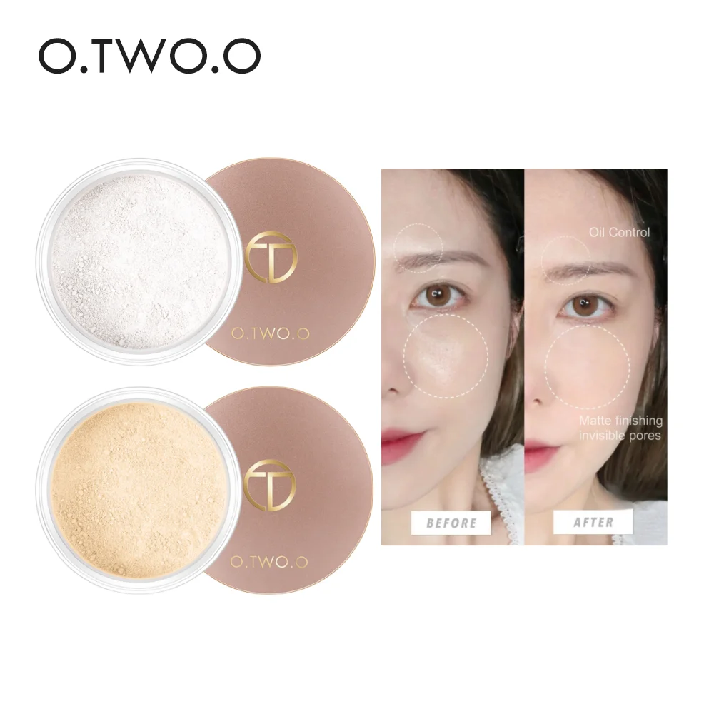 O.TW O.O 루즈 파우더 매트 페이스 파우더, 오래 지속되는 보이지 않는 모공 베이스 메이크업 세팅 파우더, 방수 메이크업