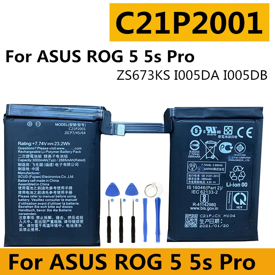 New Original C21P2001 6000mAh Battery for ASUS ROG Phone 5 5s Pro ZS673KS I005DA I005DB High Quality Cell Phone Batteries