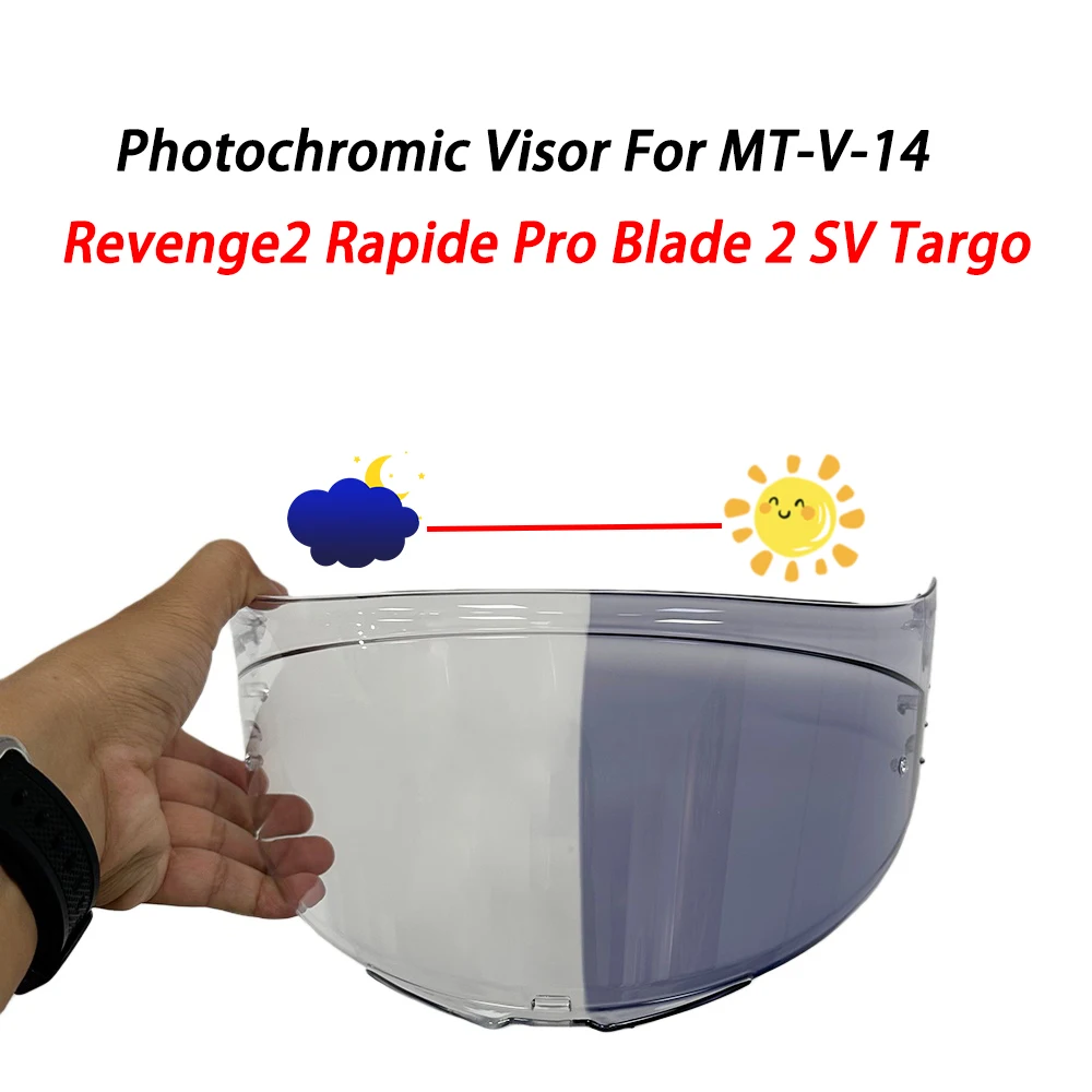 Viseira de capacete fotocromática para mt revenge2 rapid pro blade 2 sv targo capacetes lente escudo visor de vidro acessórios de tela