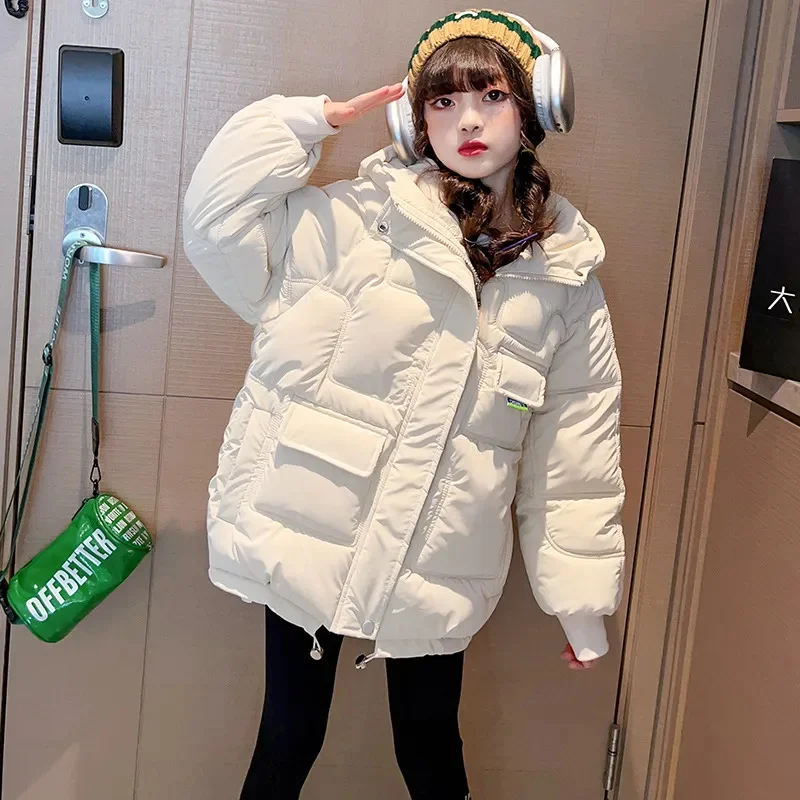 Winter New Girls Coats Fashion Teens Thicken Warm Outerwear Jackets Kids Clothes For 3-10 Year Long Parkas TZ976