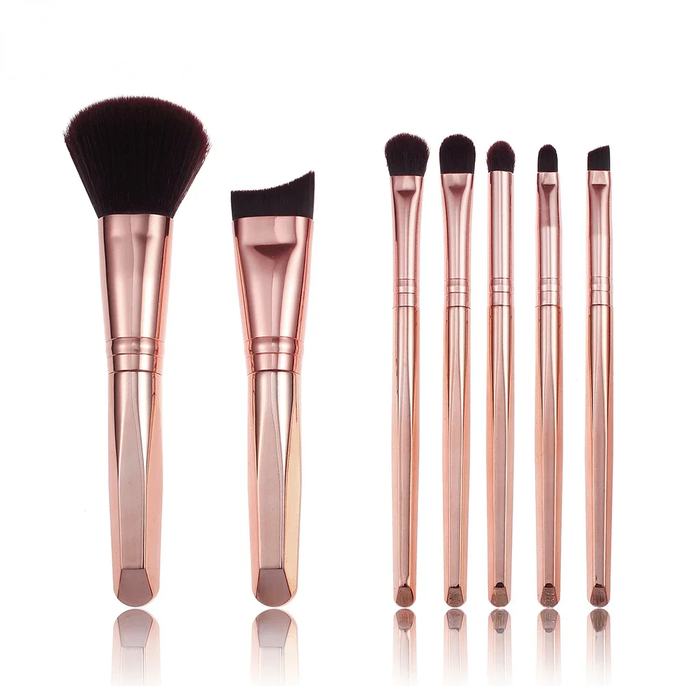 7pcs Mini Makeup Brush Set Electroplating Gradient Portable Makeup Tool Full Travel Makeup Set Brush Foundation Brush Cosmetics