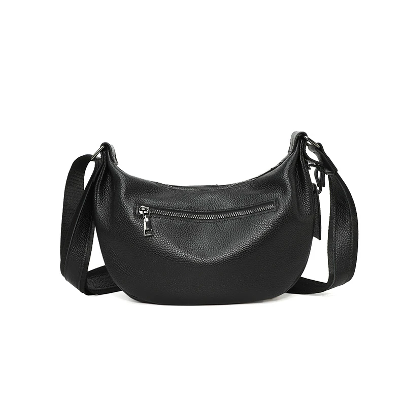 New Women Bags 100% Genuine Leather Underarm Totes Solid Color Commute Handbag Portable Adjustable Half Moon Female Shoulder Bag - view 5