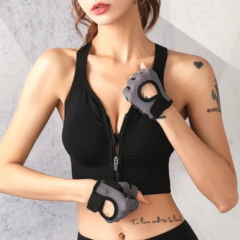 CZGUKE Running Fitness Sports Bra Front Zipper Women's Underwear Shockp roof Top Bra Breathable Seamless Yoga Bra image 5