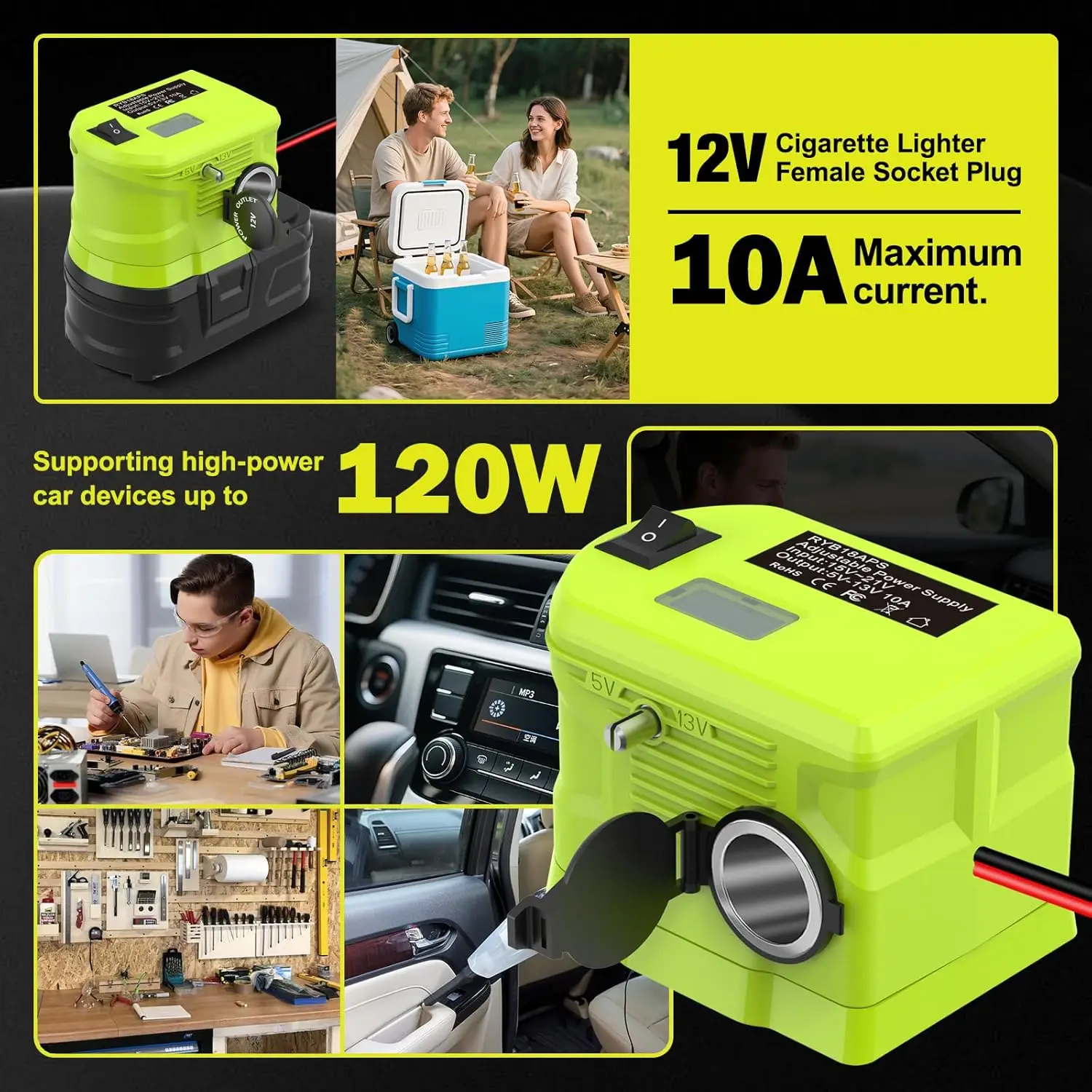 Für Ryobi 18V Li-Ionen-Akku 18V auf 12V Step-Down-Konverter Stromadapter Spannungsreduzierer Transformator für Auto-Geräte – Detail 5