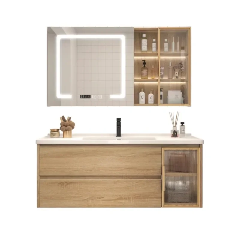 

Log wind bathroom mirror cabinet combination bathroom washbasin washbasin integrated washbasin cabinet set