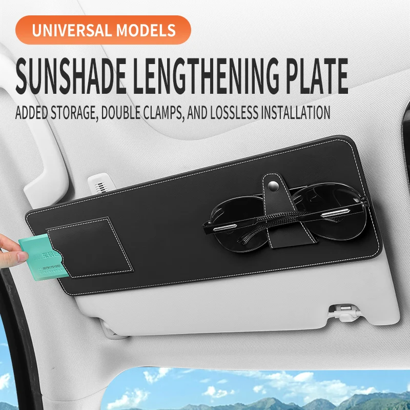 Upgrade Car Sun Visor Extender Panel Side Sun Visors Anti-Glare Sun with Glasses/Card Storage Fit Cars Trucks SUV Interior Parts