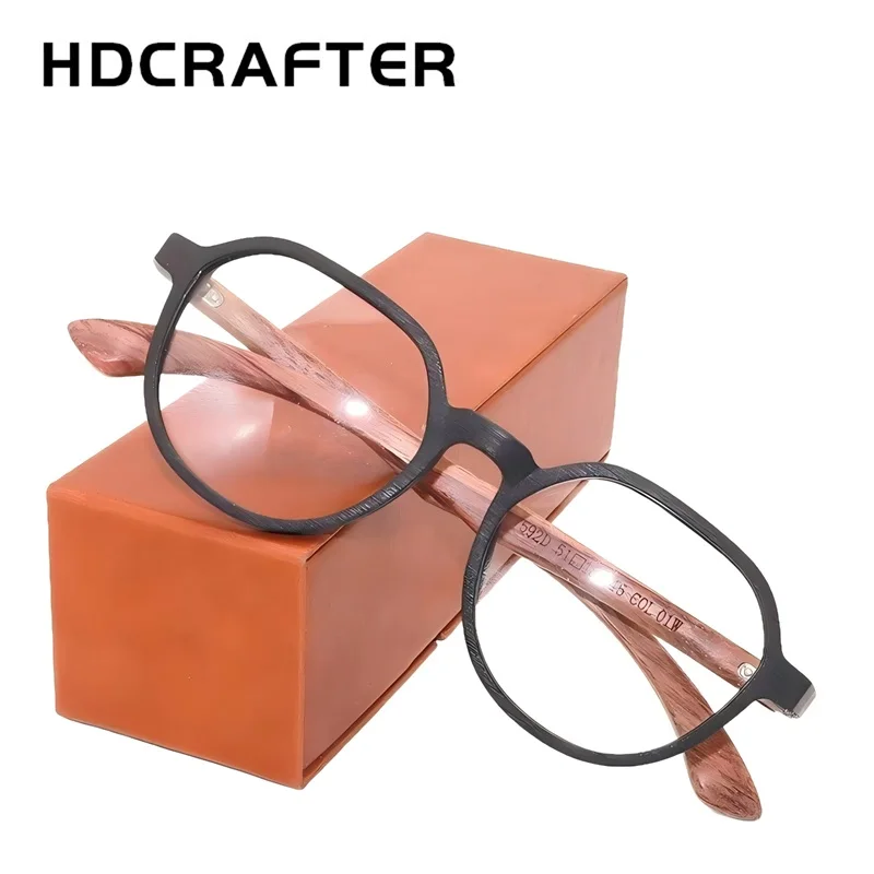 

HDCRAFTER Men Retro Real Wood Glasses Frame High Quality Women Myopia Prescription Optical Eyeglasses Frame Spectacles Eyewear