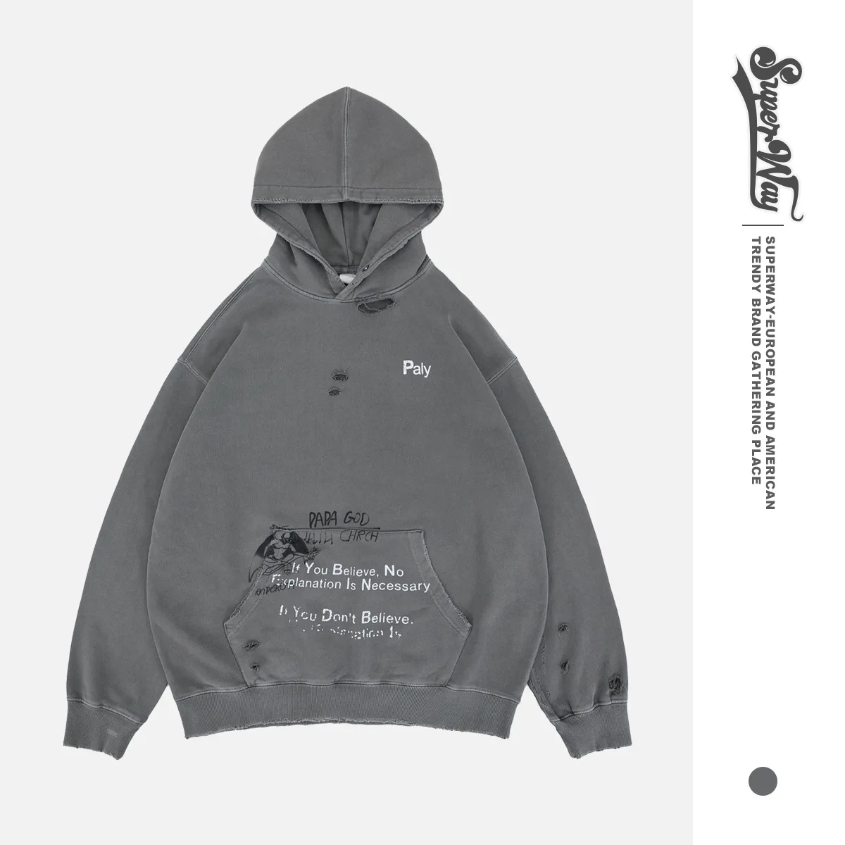 

Retro Waed Heavyweight Hoodie Men's Casual Loose Fit Cotton Sweatirt Youth Spring Summer Autumn Winter Streetwear