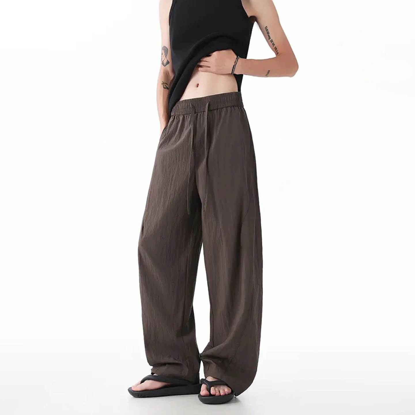 

Мужские повседневные брюки Cé Brown из ледяного шелка и лиоцелла, быстросохнущие, летние, тонкие, прямые, свободные, широкие, длинные, модные