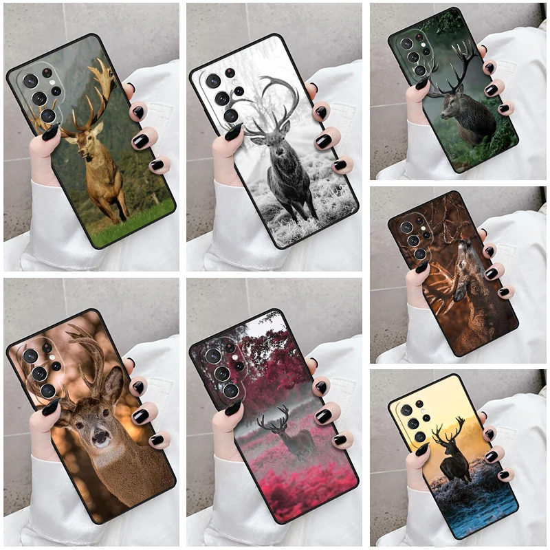 Phone Case For Samsung Galaxy S24 S23 S21fe S22 Ultra Plus Note 10 20 S8 S9 S10 Cover STUNNING DEER Animal