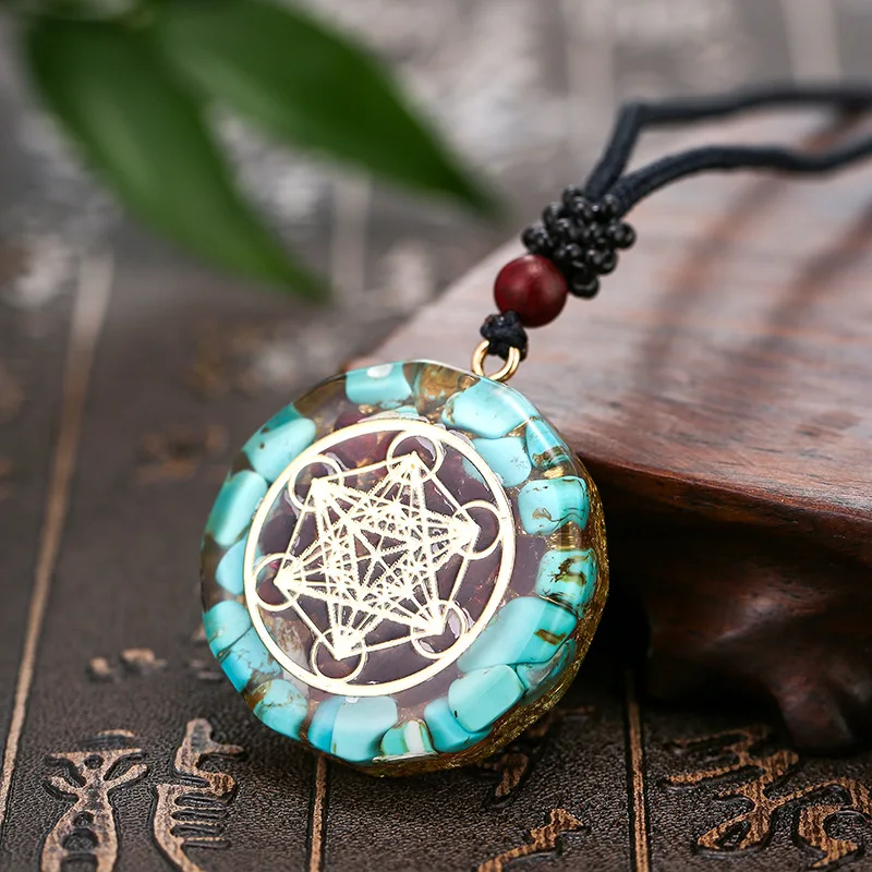 Women Men Orgonite Meta Tron Pendant Necklace Yoga Healing Chakra Sacred Geometry Chakra Necklace Meditation Jewelry