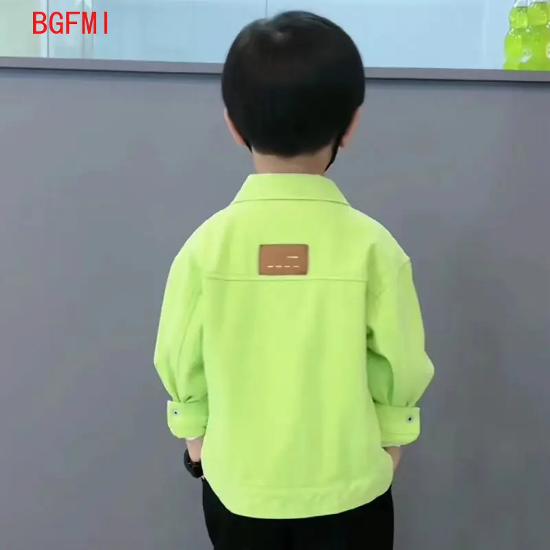 Baby Boys Fruit Green Coat Spring and Autumn 2024 New Boys Handsome Casual Jacket Boy Denim Coat Teens Children Clothes 2-11Yrs