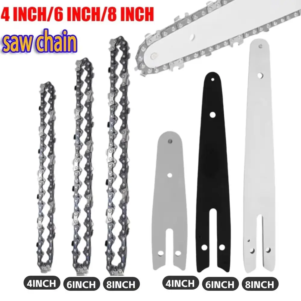 

1Set Durable for Electric Saw Chain Guide Plate Set Logging Pruning Garden Tool Saw Chain Kit Steel 4/6/8 Inch Chainsaw Plate